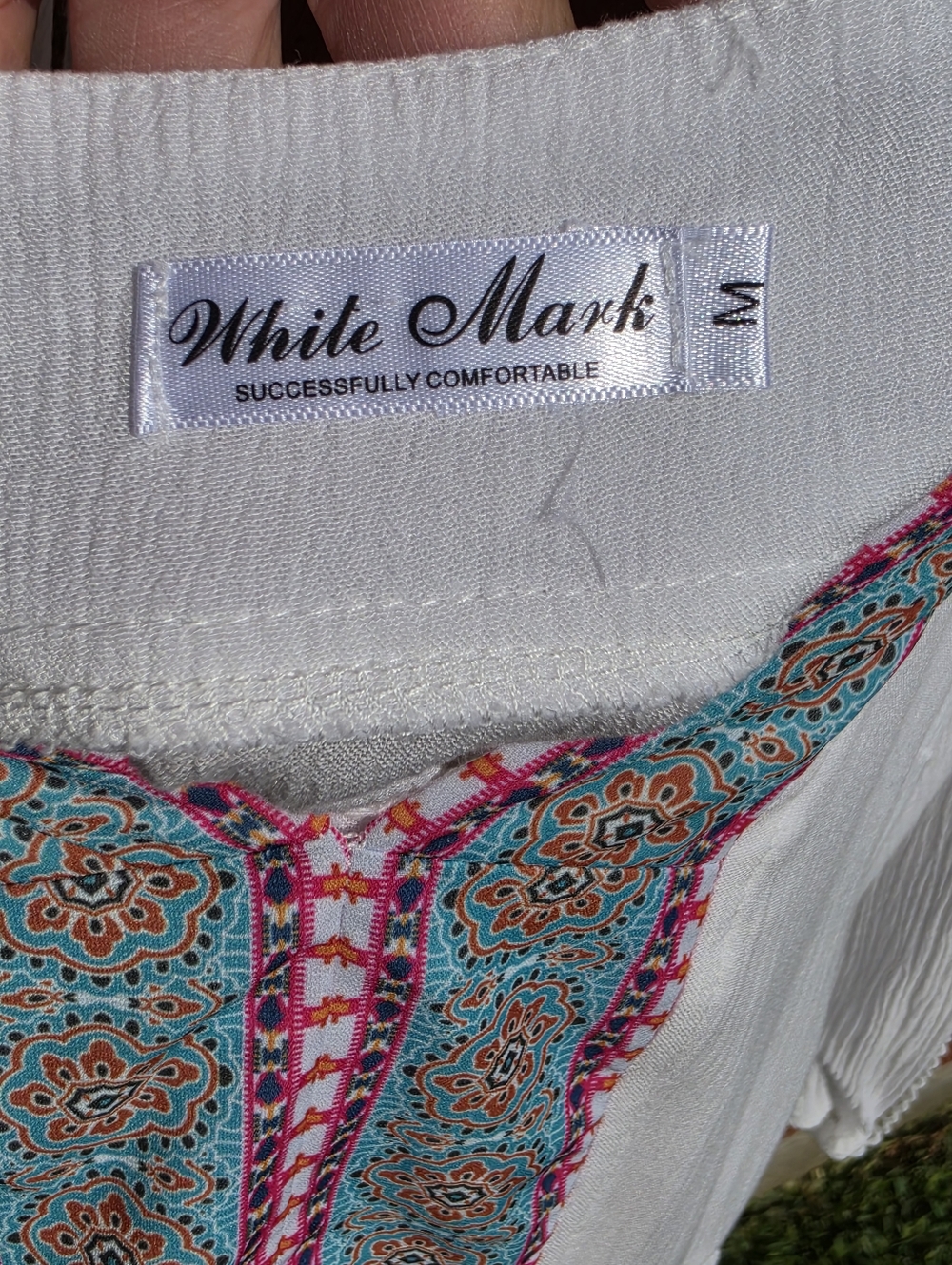 White mark White embroidered tunic dress 3/4 Sleeves Medium - Picture 9 of 10